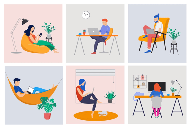 A collage of employees working from home to represente the importance of communication